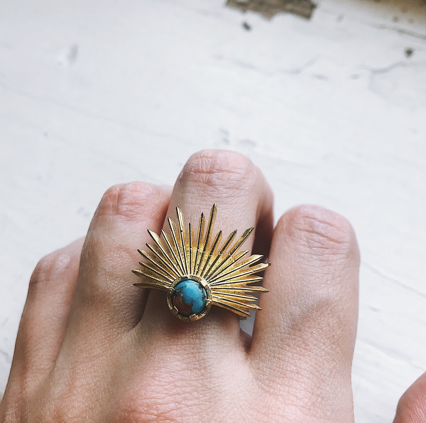 Sun Goddess Ring with Copper Oyster Turquoise