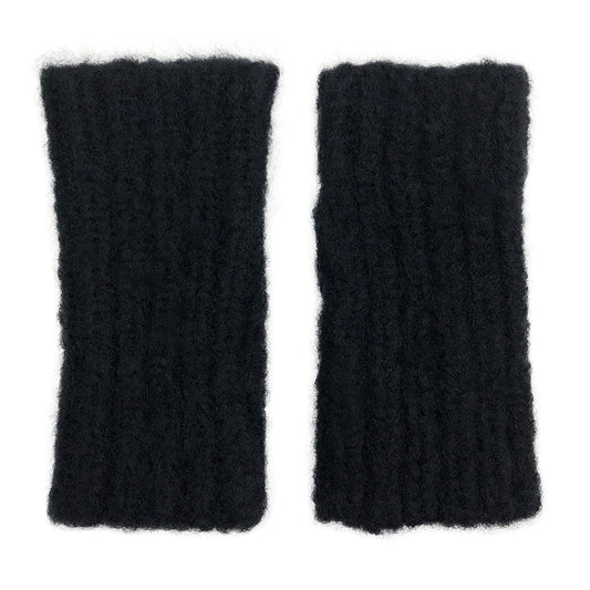 Black Ribbed Alpaca Gloves