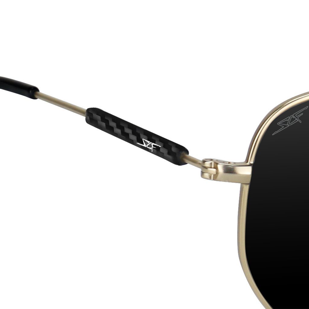 ●GEO● Real Carbon Fiber Sunglasses (Polarized Lens | Carbon Fiber Temples | Gold)