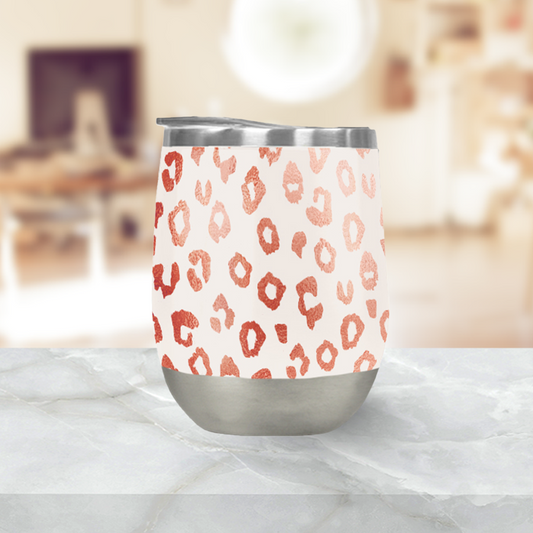 Rose Gold Leopard Print Wine Tumbler