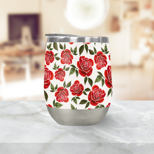 Rose Watercolor Wine Tumbler