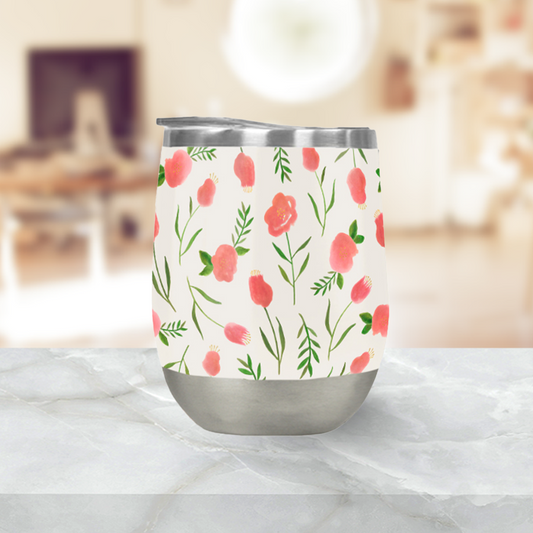 Spring Watercolor Wine Tumbler