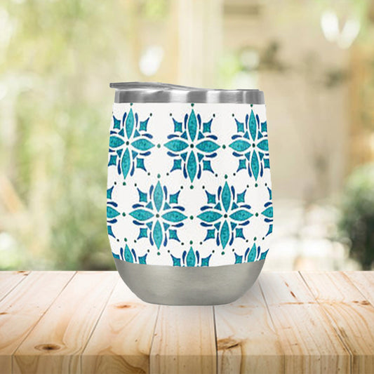 Teal Tile Wine Tumbler